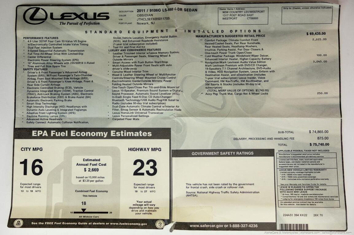 2011 Lexus LS 460 AWD Boston MA