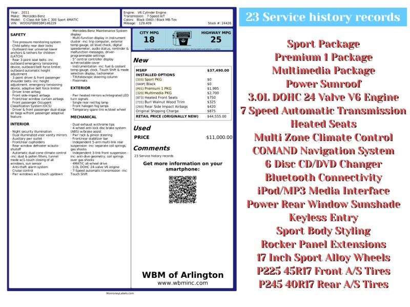 2011 Mercedes-Benz C-Class C 300 Sport 4MATIC
