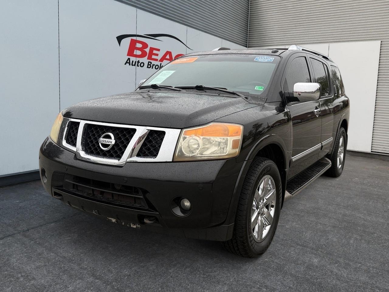 2011 Nissan Armada Platinum, DVD ENTERTAINMENT, BOSE SPEAKERS, CAPTAINS CHAIRS, 3RD ROW, RUNNING BOARDS, TOW PACKAGE, BACKUP CAMERA, POWER AND HEATED MIRRORS, SUNROOF, KEYLESS ENTRY, ALL WEATHER FLOOR MATS, COME AND TEST DRIVE THIS NISSAN ARMADA TODAY!