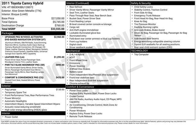 2011 Toyota Camry Hybrid Base Raleigh NC