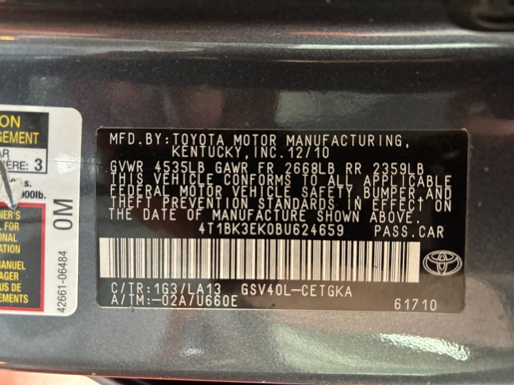 2011 Toyota Camry XLE V6 Franklin OH
