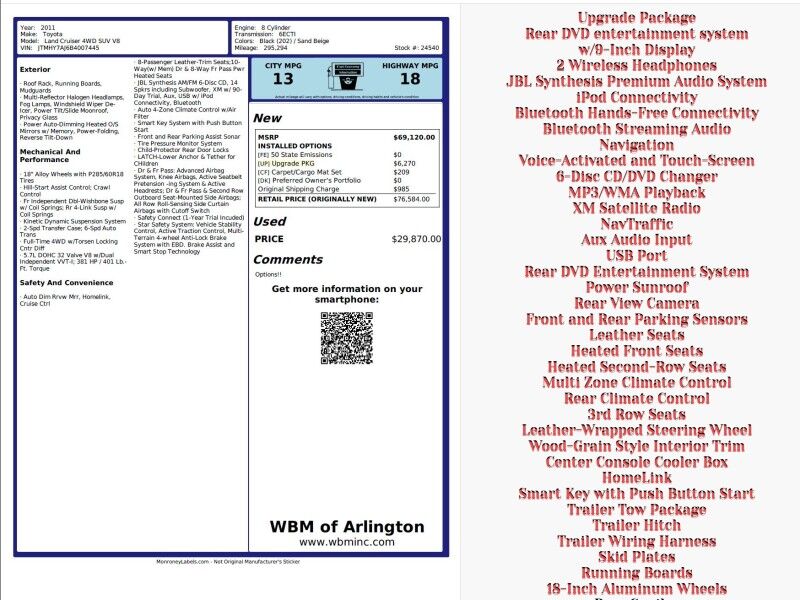 2011 Toyota Land Cruiser AWD/4WD w/ Upgrade Pkg Arlington VA