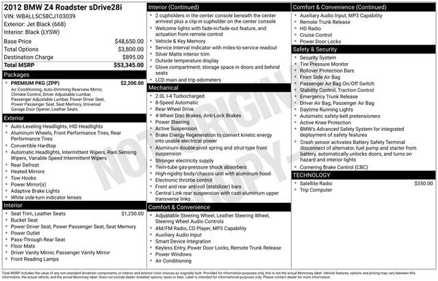 2012 BMW Z4 sDrive28i Raleigh NC