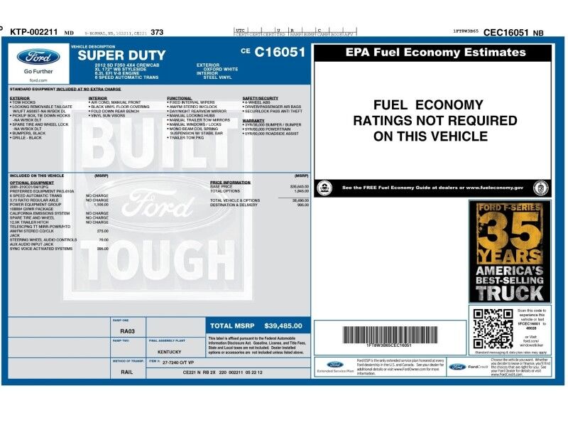 2012 Ford F-350 Super Duty XL Crew Cab 4WD SRW Arlington VA