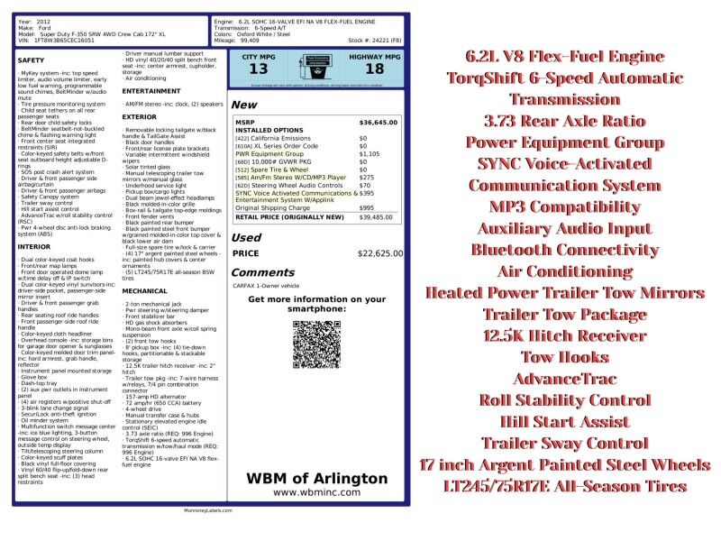 2012 Ford F-350 Super Duty XL Crew Cab 4WD SRW Arlington VA