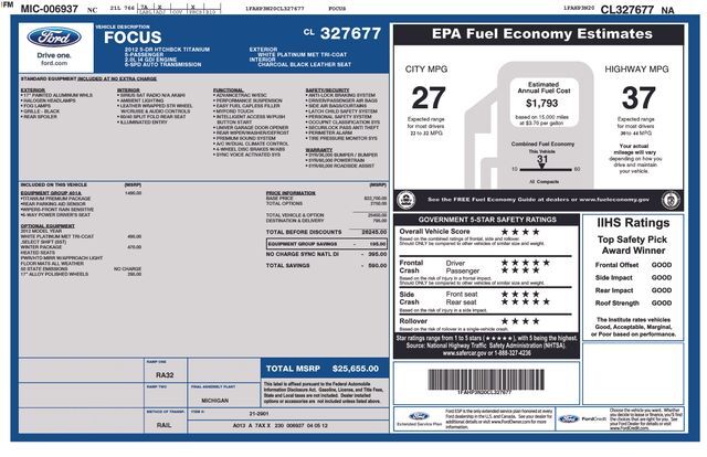 2012 Ford Focus Titanium Raleigh NC