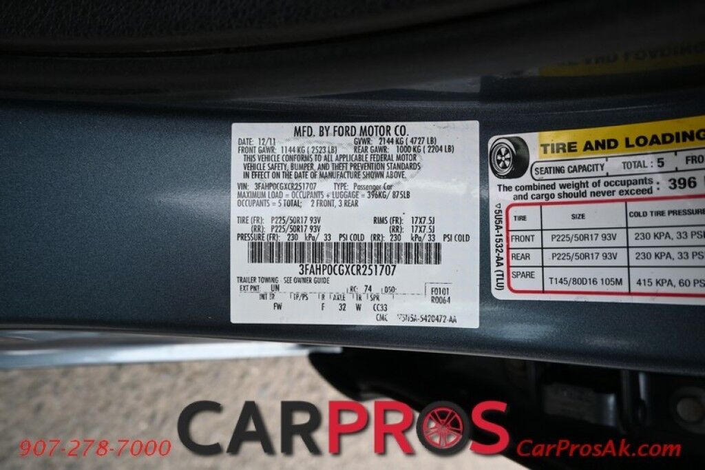 2012 Ford Fusion SEL - All Wheel Drive - 3.0L V6 - Power & Heated Leather Seats - Remote Start - Automatic Climate Control - Only 75k Miles - 1-Owner Anchorage AK