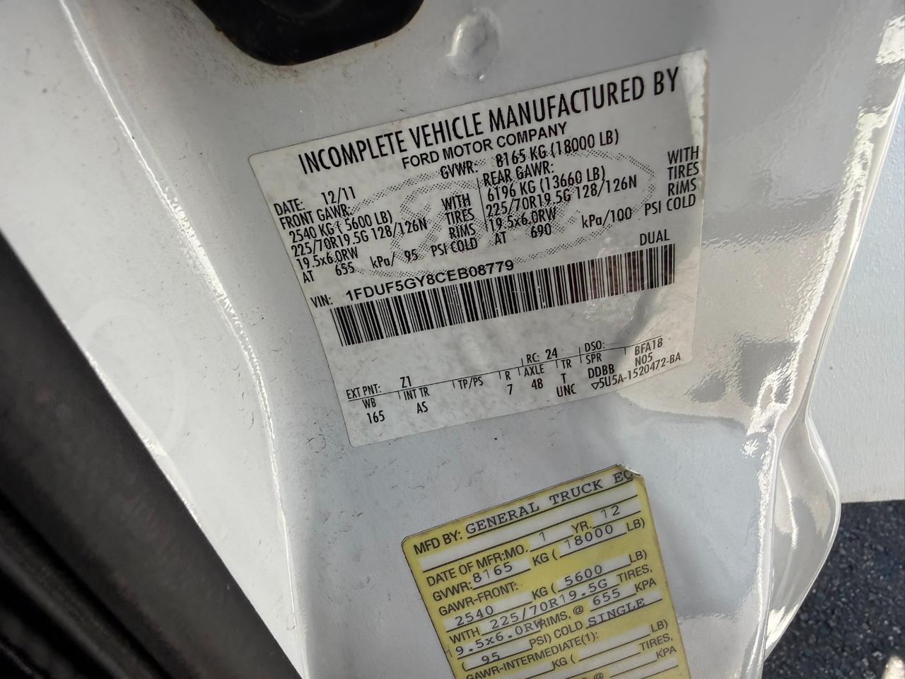 2012 Ford Super Duty F-550 DRW 2WD Reg Cab 141" WB 60" CA XLT Jacksonville FL