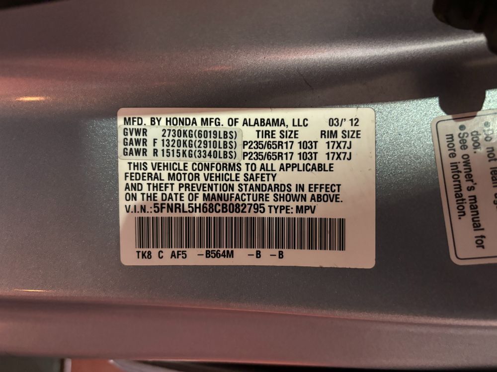 2012 Honda Odyssey EX-L Franklin OH