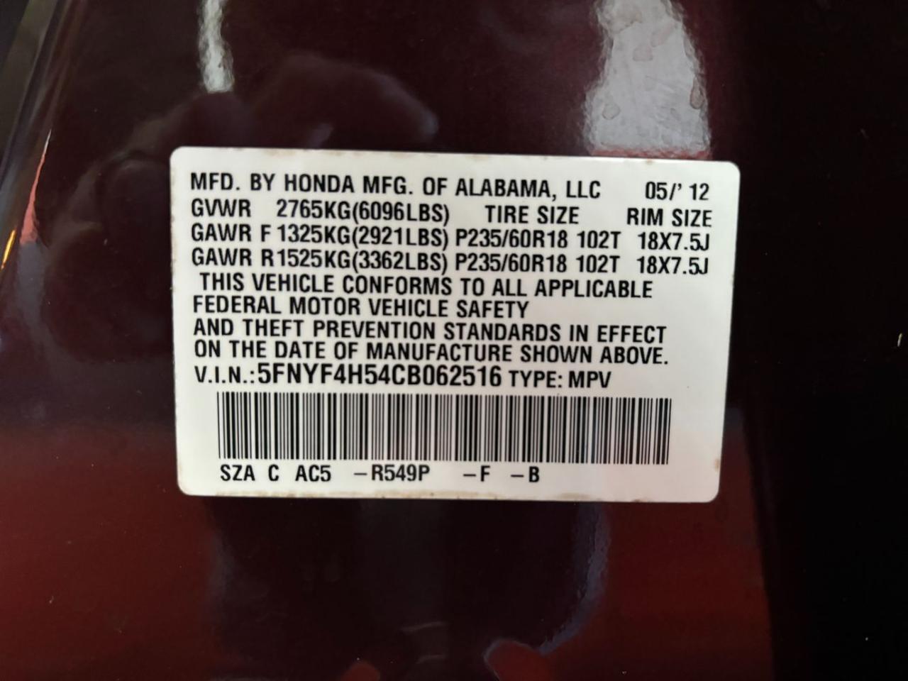 2012 Honda Pilot EX-L Franklin OH