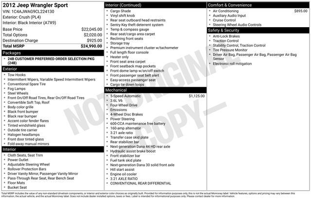 2012 Jeep Wrangler Sport Raleigh NC