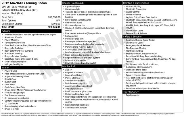 2012 MAZDA Mazda3 i Touring Raleigh NC