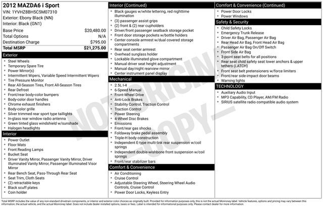 2012 MAZDA Mazda6 i Sport Raleigh NC