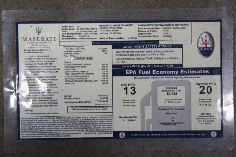 2012 Maserati GranTurismo Convertible Plainview NY