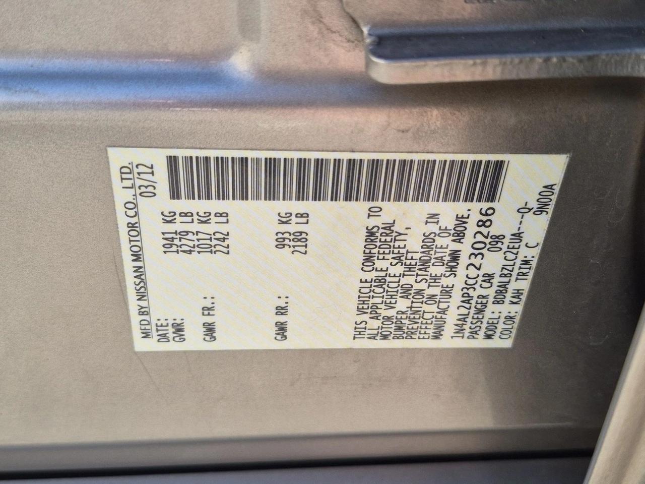 2012 Nissan Altima 2.5 S Roseville CA