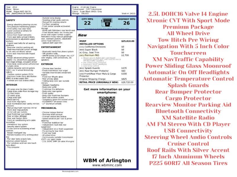2012 Nissan Rogue SV AWD w/Premium Package Arlington VA