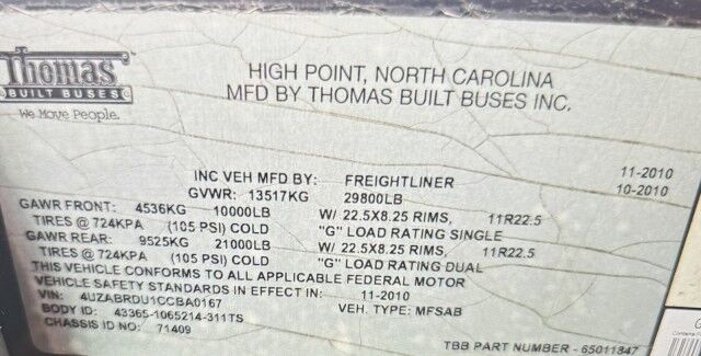 2012 No Make Freightliner 36 Passenger Thomas Bus Henrico VA 2012 No Make Freightliner 36 Passenger Thomas Bus Henrico VA