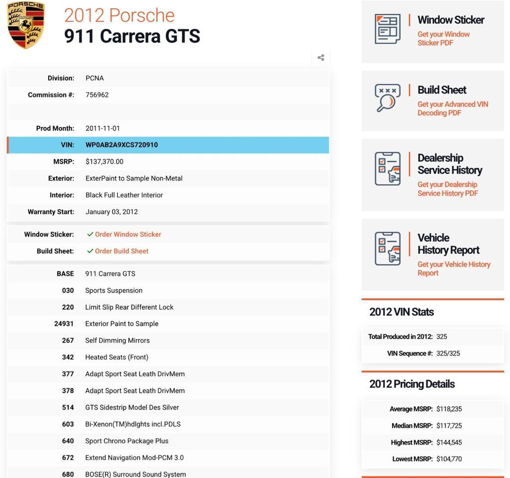 2012 Porsche 911 Carrera GTS Marietta GA