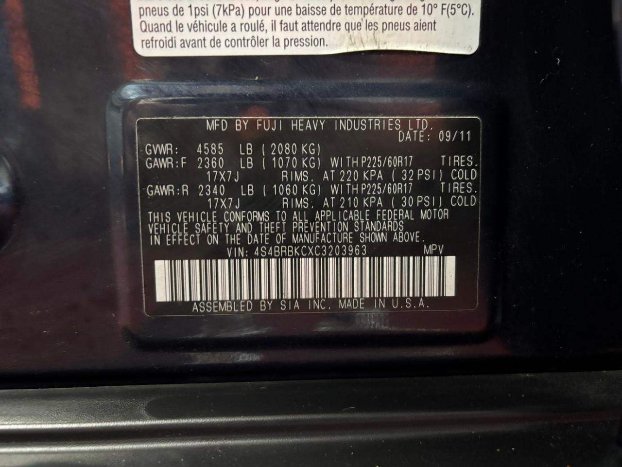 2012 Subaru Outback 2.5i Limited Franklin OH