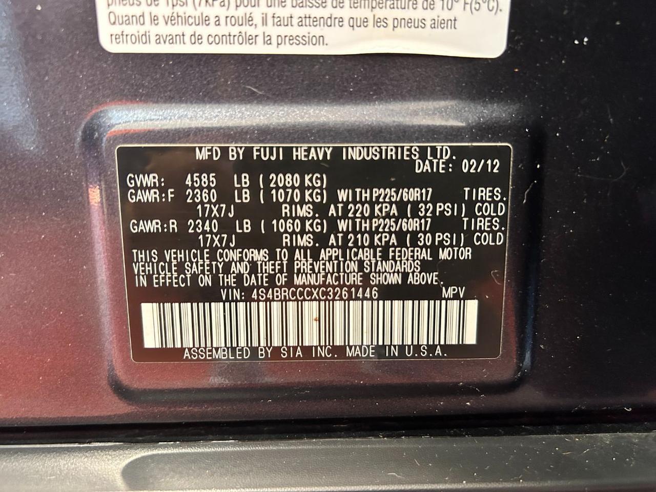 2012 Subaru Outback 2.5i Premium Franklin OH