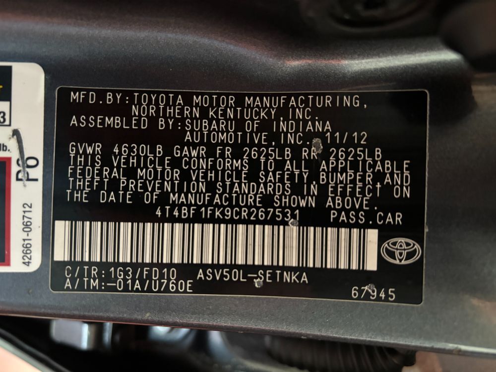 2012 Toyota Camry LE Franklin OH