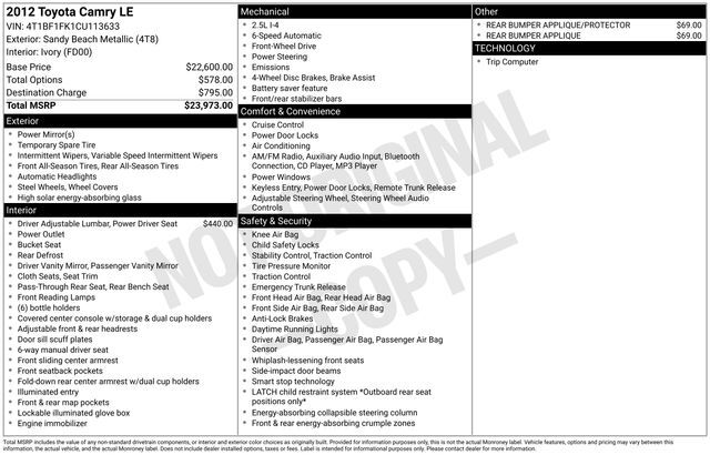 2012 Toyota Camry LE Raleigh NC
