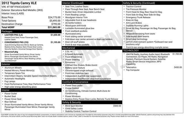 2012 Toyota Camry XLE Raleigh NC