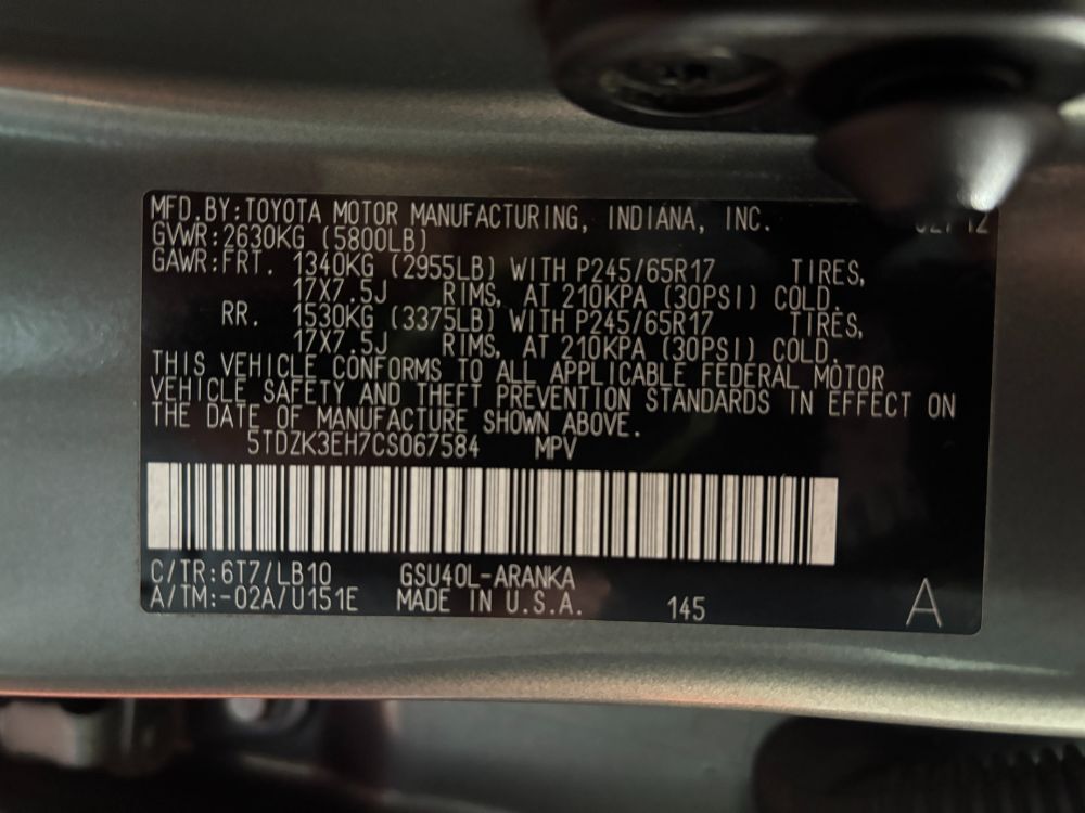 2012 Toyota Highlander Base V6 Franklin OH