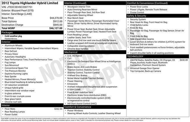 2012 Toyota Highlander Hybrid Limited