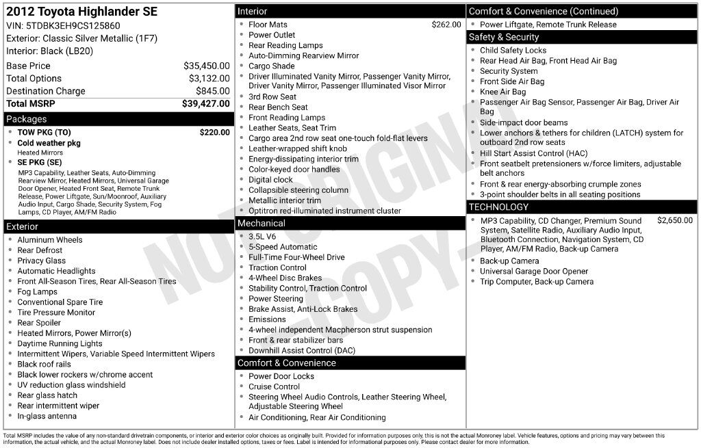 2012 Toyota Highlander SE OR