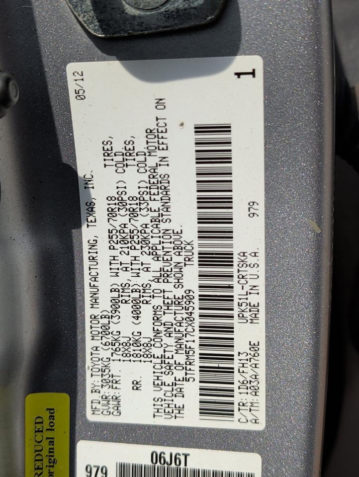 2012 Toyota Tundra 2WD Truck Grade San Juan TX