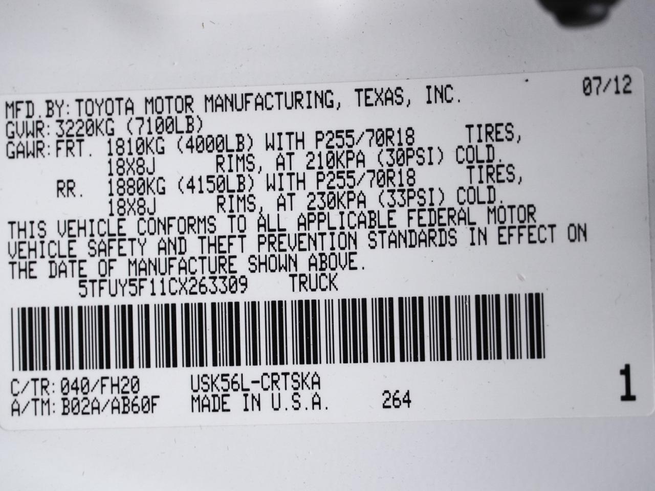 2012 Toyota Tundra 4WD Truck 5.7L iForce V8 Double Cab 4x4 Mansfield TX