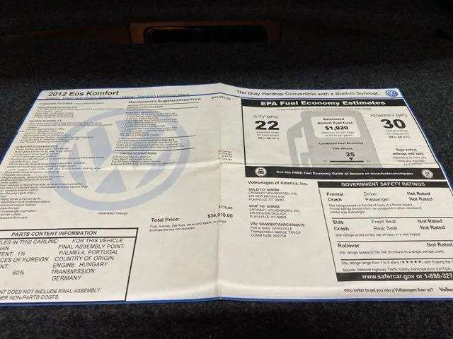 2012 Volkswagen Eos Komfort Edition Dallas TX