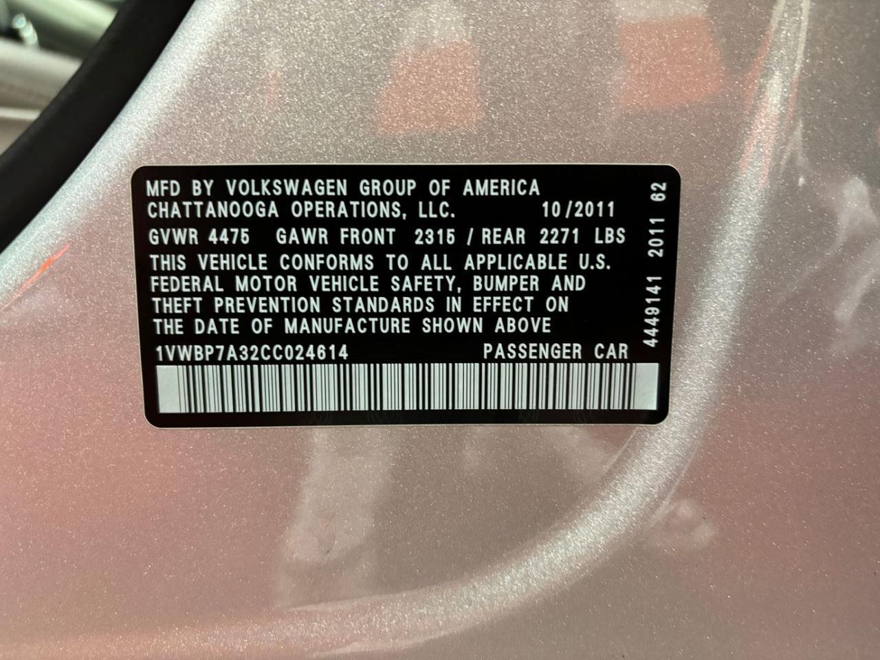 2012 Volkswagen Passat 2.5L SE Franklin OH