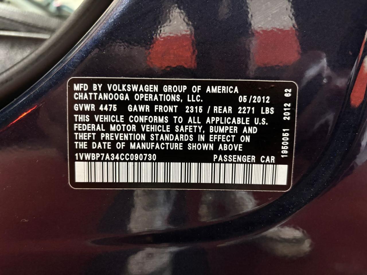 2012 Volkswagen Passat 2.5L SE Franklin OH