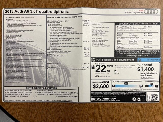 2013 Audi A6 3.0T Premium Plus quattro Ashland VA
