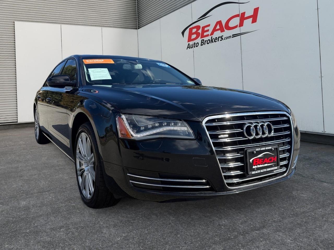 2013 Audi A8 L 4.0L, BACKUP CAMERA, SUNROOF, HEATED AND VENTILATED SEATS, POWER LIFTGATE, UNIVERSAL GARAGE DOOR OPENER, POWER MIRRORS, AUTO START/STOP, TINTED WINDOWS, BOSE SOUND SYSTEM, LOW MILES, THIS IS THE DEFINITION OF LUXURY COME AND TEST DRIVE IT TODAY!