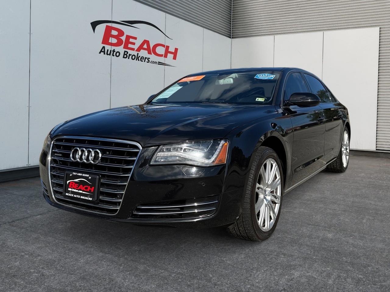 2013 Audi A8 L 4.0L, BACKUP CAMERA, SUNROOF, HEATED AND VENTILATED SEATS, POWER LIFTGATE, UNIVERSAL GARAGE DOOR OPENER, POWER MIRRORS, AUTO START/STOP, TINTED WINDOWS, BOSE SOUND SYSTEM, LOW MILES, THIS IS THE DEFINITION OF LUXURY COME AND TEST DRIVE IT TODAY!