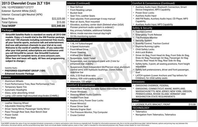 2013 Chevrolet Cruze 2LT Raleigh NC