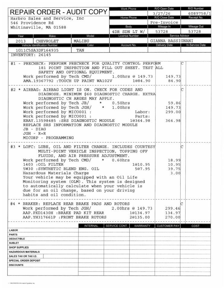 2013 Chevrolet Malibu LT - LOW MILES - GREAT SERVICE HISTORY Webster MA