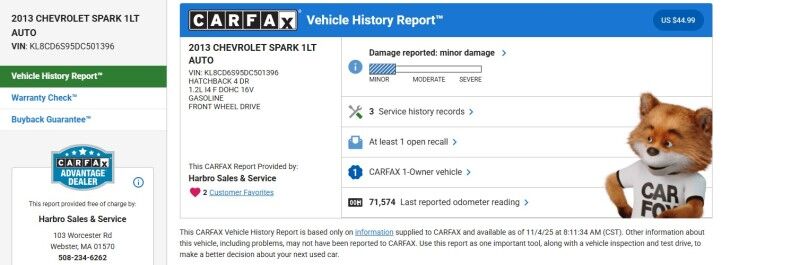 2013 Chevrolet Spark LT - 1 OWNER - FULLY SERVICED - NEW TIRES Webster MA