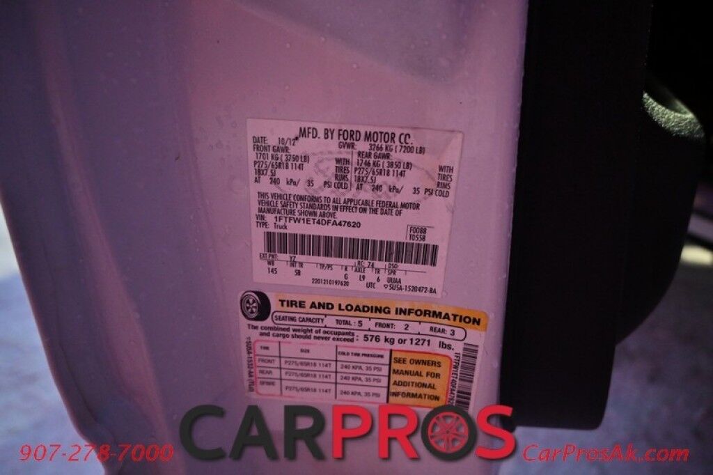 2013 Ford F-150 FX4 - 3.5L Ecoboost V6 - Automatic - 4X4 - Luxury Package - Keyless Entry - Moonroof - Foglights - Auto Start - Power Heated & Cooled Leather Seats - Navigation - Bluetooth - Backup Camera - Bed Liner - Block Heater - Tow Package Anchorage AK