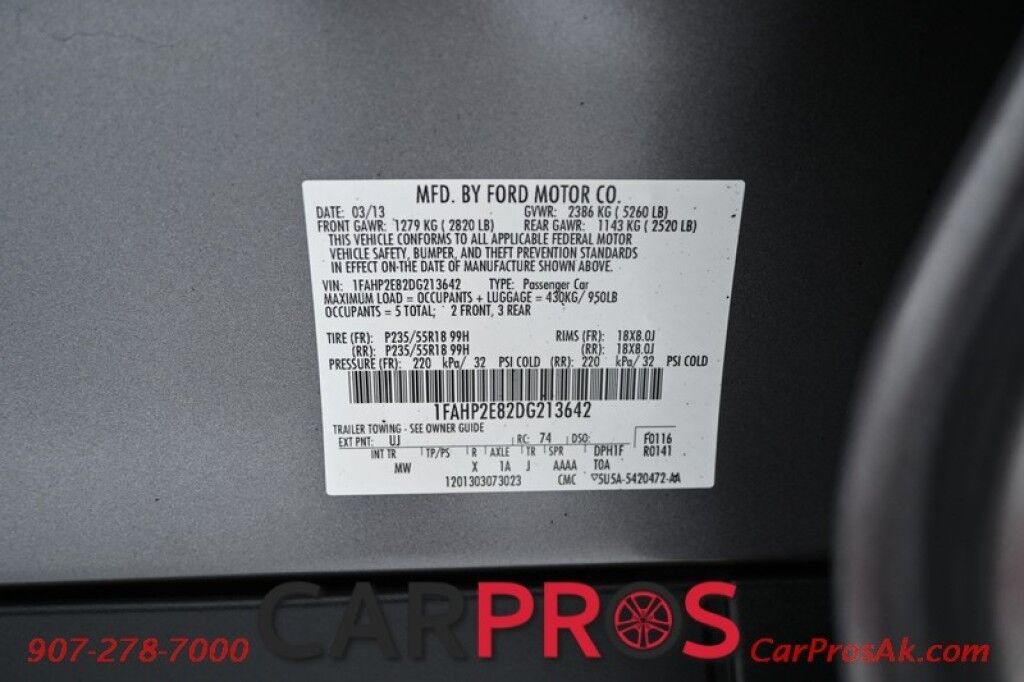 2013 Ford Taurus SEL - Keyless Entry - Remote Start - Dual Exhaust - Power Driver and Passenger Seats - Block Heater - 6 Speed Automatic Transmission - Curve Control - CD Player - Spare Tire - Flex Fuel Anchorage AK