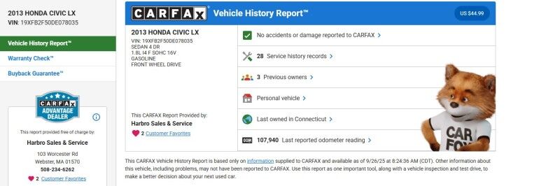 2013 Honda Civic Sdn LX Whitinsville MA