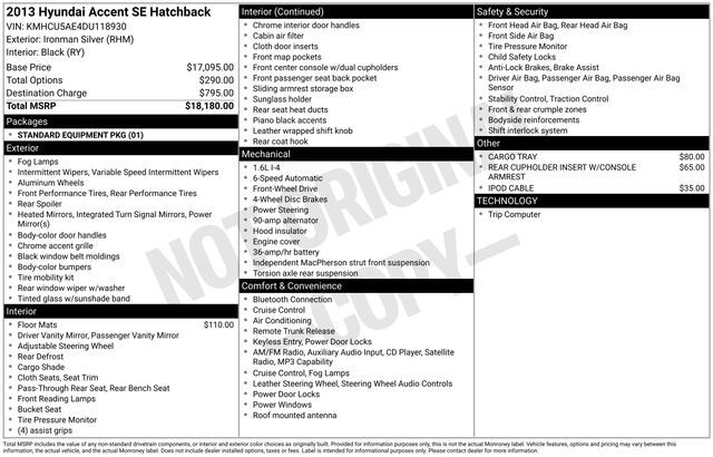 2013 Hyundai Accent SE Raleigh NC
