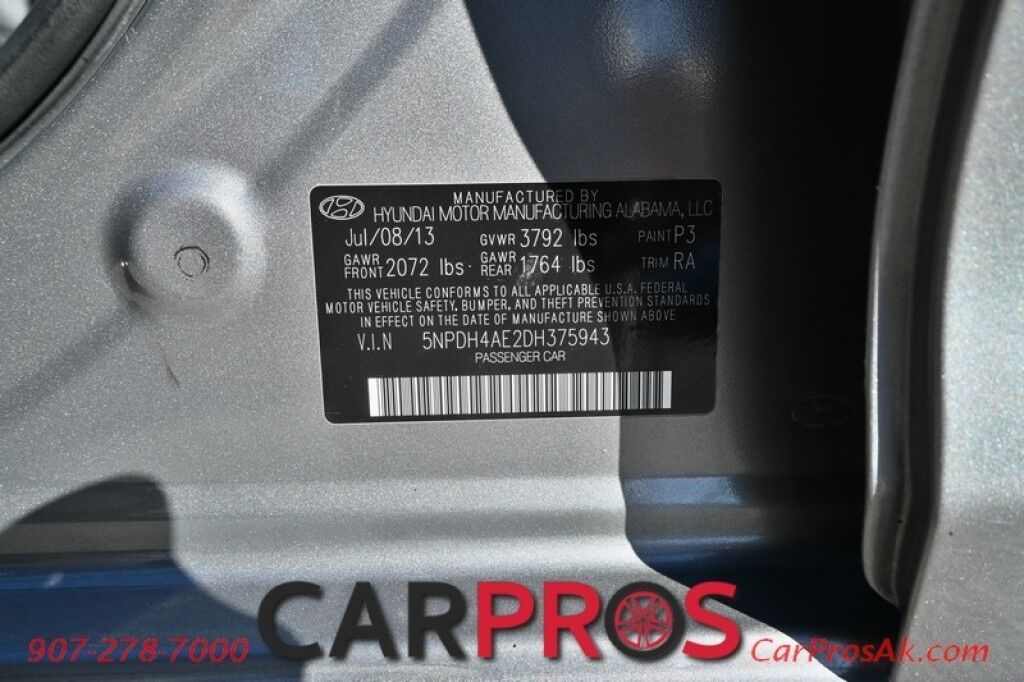 2013 Hyundai Elantra GLS - Automatic - Keyless Entry - Power Mirrors, Windows & Door Locks - Cruise Control - Air Conditioning - Alloy Wheels Anchorage AK