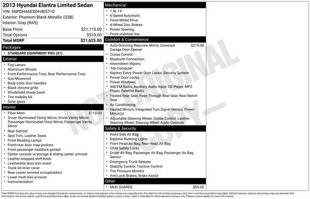 2013 Hyundai Elantra Limited Raleigh NC