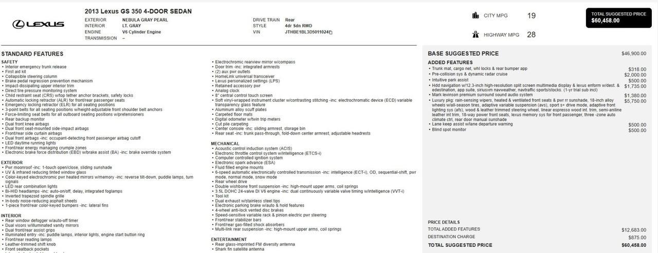 2013 Lexus GS 350 Adaptive Cruise + Safety Equip! West Chester PA