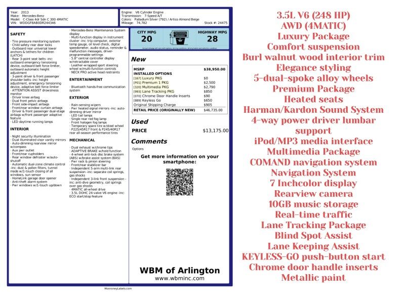 2013 Mercedes-Benz C-Class C 300 Luxury Arlington VA