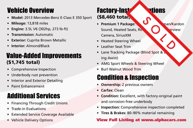 2013 Mercedes-Benz E-Class E 350 Sport Boston MA